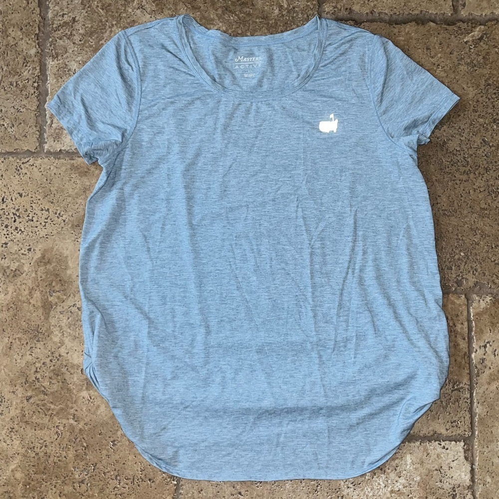 MASTERS TECH ACTIVE light blue heathered shirt w twist knot side details size L